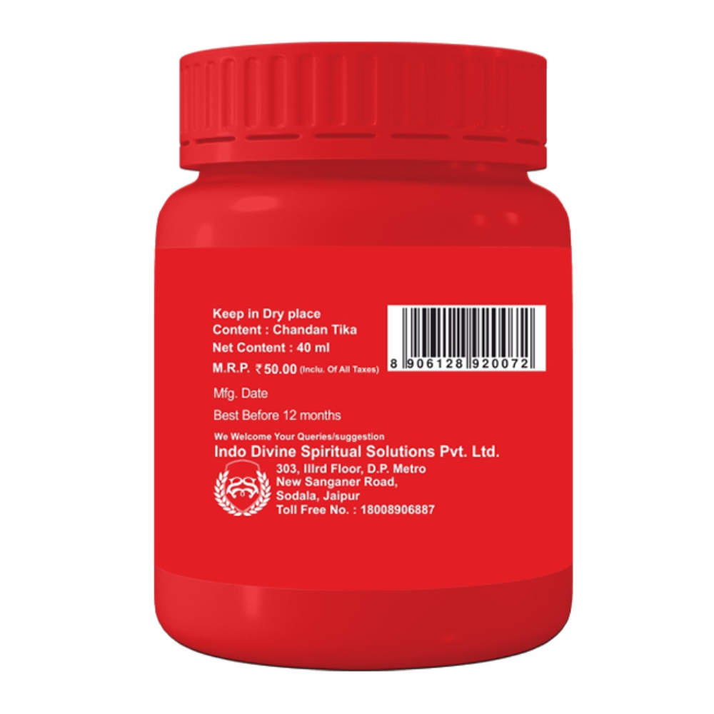 Chandan Tika 40 Ml Red - Pure Sandalwood & Saffron Paste | Relaxing Fragrance, Soothing Forehead Application For Rituals & Prayers