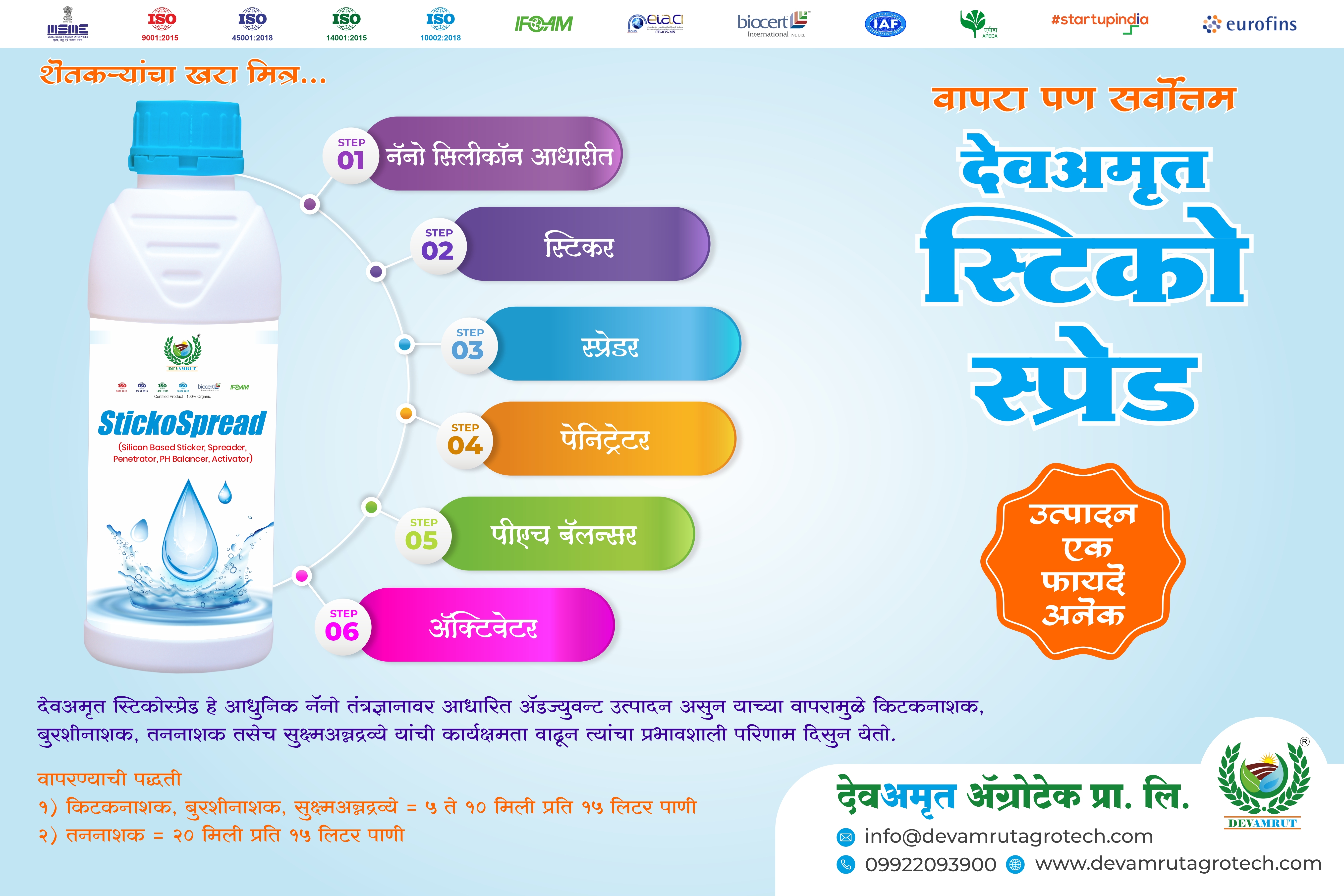 Devamrut Sticko Spread Application: Agriculture