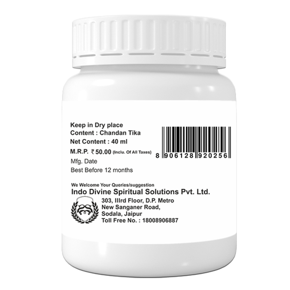 Chandan Tika 40 Ml White - Pure Sandalwood And Saffron Paste | Relaxing Fragrance, Traditional Ritual Application, Soothing Forehead Effect