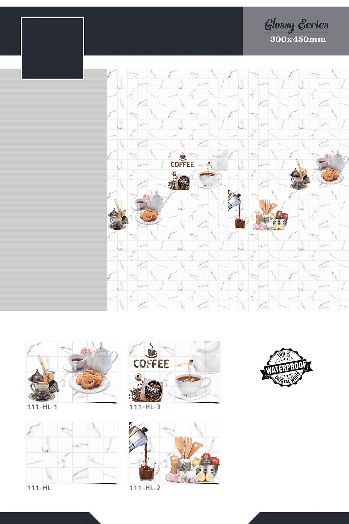 12x18 Kitchen Wall Tiles - 300x450mm Ceramic, Glazed And Polished Finish | Acid-resistant, Non-slip, Wear-resistant, Firebrick