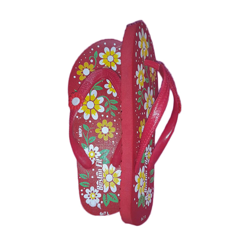 Ladies Printed Slippers - Rubber Material, Customized Sizes , Different Color Options With Unique Eye-catching Prints For Stylish Comfort