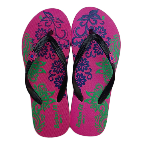 Ladies Printed Slippers - Rubber Material, Customized Sizes , Different Color Options With Unique Eye-catching Prints For Stylish Comfort