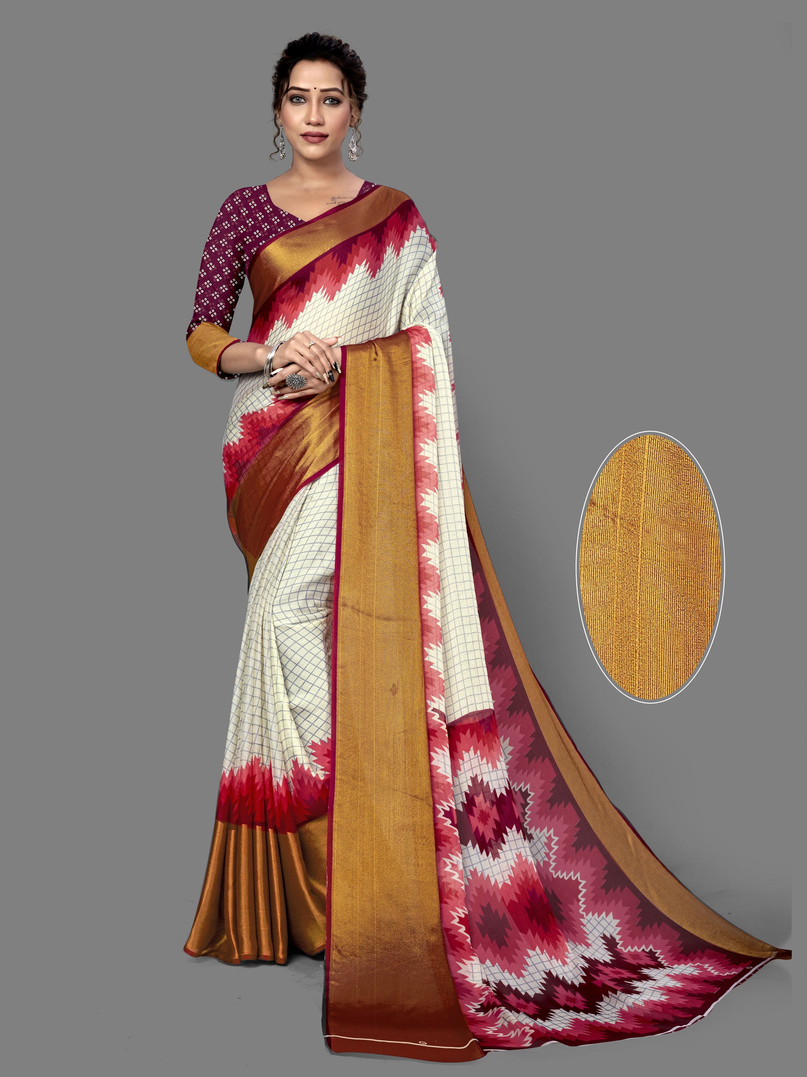 Red Hosana Chiffion Saree