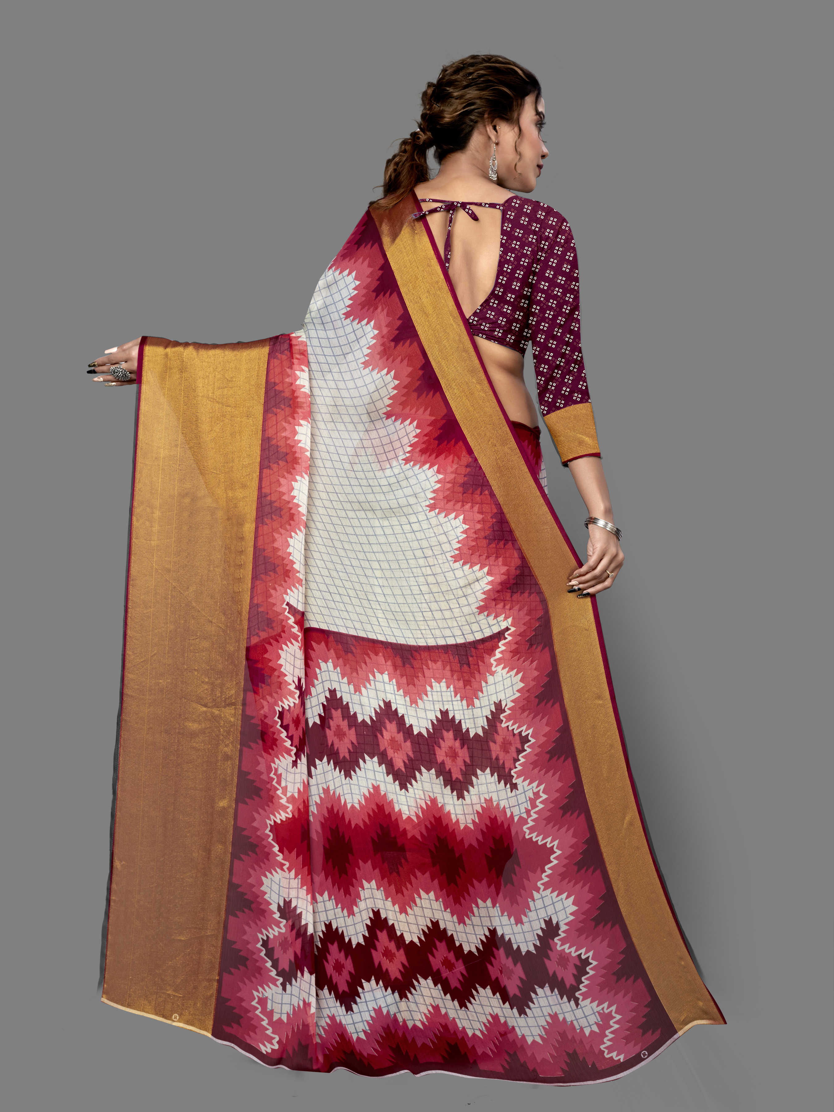 Red Hosana Chiffion Saree