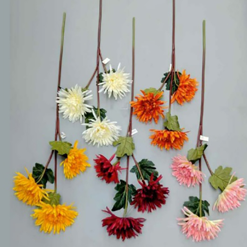 3 Head Crisanthimum Flowers - Plastic, Elegant Size for Console Table Centerpiece | Vibrant Colors: Red, Yellow, Pink, Orange & White, Natural Aesthetic Touch