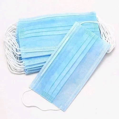 3 Ply Disposable Face Mask - Non Woven Material, Sky Blue Color | Ce Approved, Anti Pollution Use, Earloop Closure
