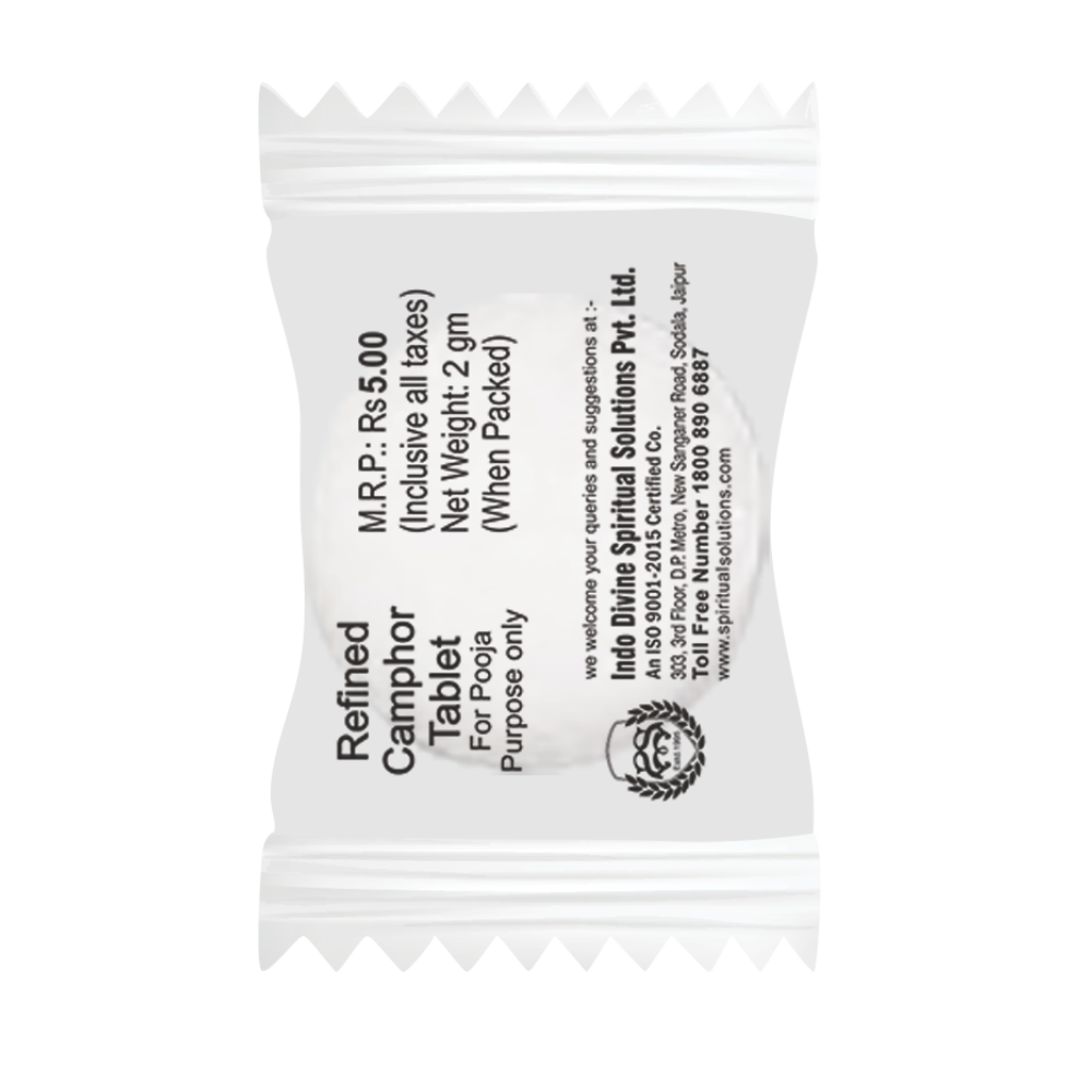 Kapoor 2 Gms Pch - 100% Natural Camphor For Pooja Rituals, Aromatic Blessing Offering For Purifying Home Energies And Enhancing Peace