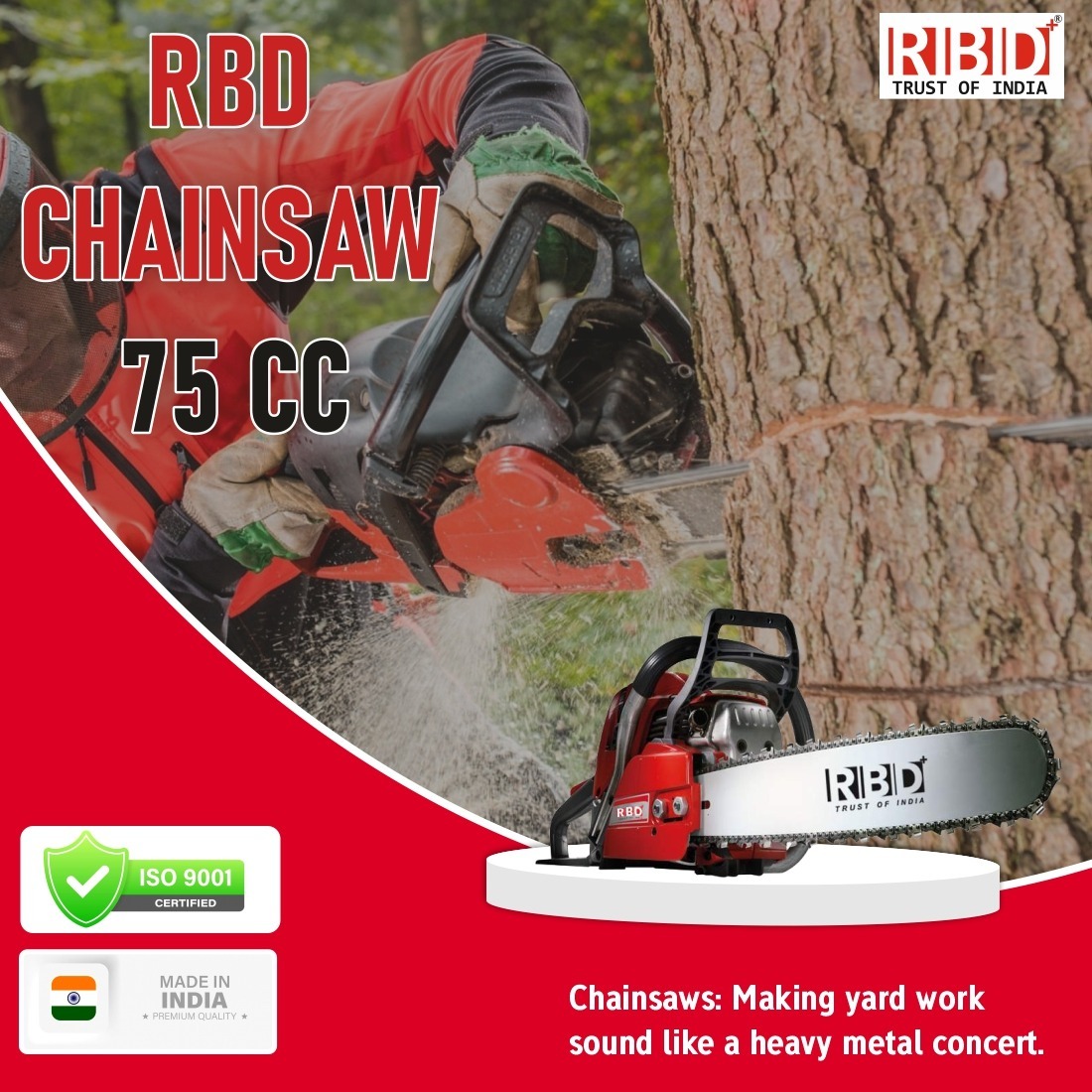 High Performance Rbd Chain 75cc With 22 Inch Bar And 3 Kw Motor For