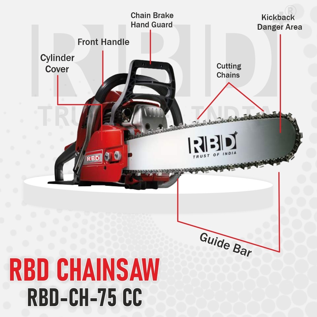 High Performance Rbd Chain 75cc With 22 Inch Bar And 3 Kw Motor For