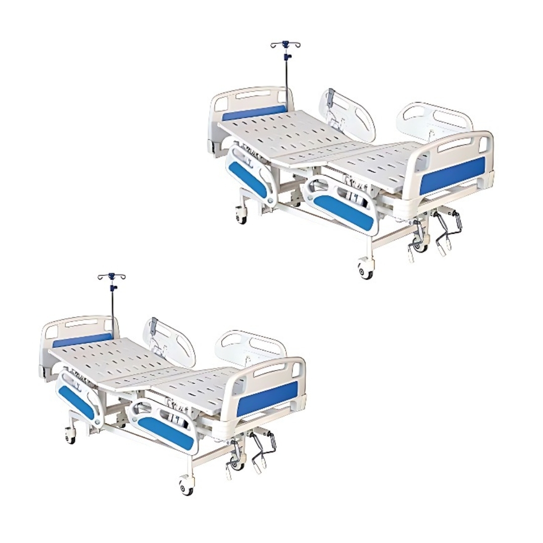Icu Bed - Rectangular Tube Frame, 200 L X 90 W X 60-80 H Cms | Abs Moulded Rails, Smooth Crank System, Urine Bag Holder, Hand Remote Operation