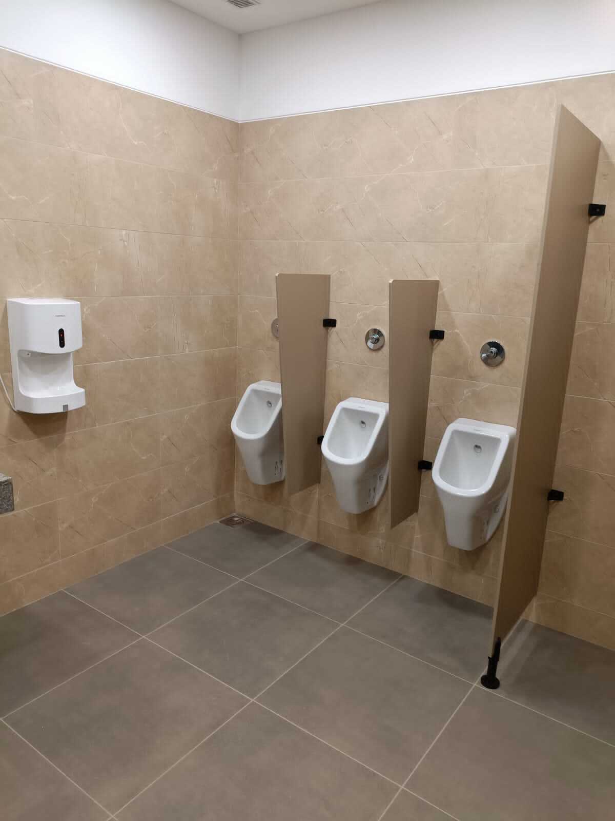 Toilet Cubicle Partition - Hpl Material, 2100mm Height X 1200mm Width X 400mm Depth, Grey Color - Sliding Door, Floor Mounted, Privacy, Durability, Easy Clean, Soundproof, Space Saving, Modern Design