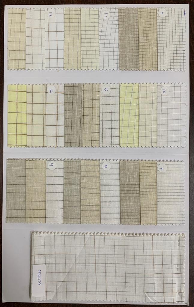 Checks Cotton Fabric - 100% Cotton, Standard Sizes, White Yellow Brown Beige | Breathable, Soft, Durable, Smooth Texture, Casual & Formal Style