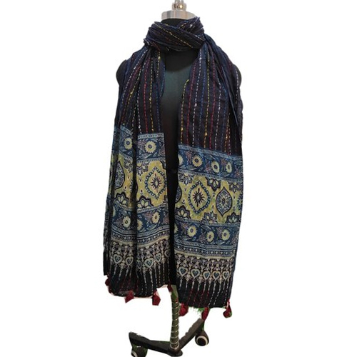 Kantha Cotton Dupatta - Color: Multicolor