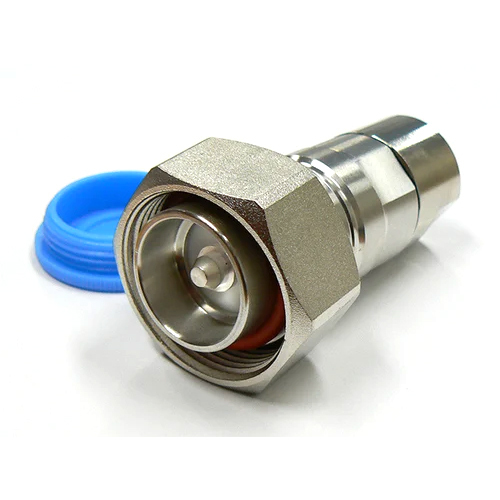 DIN Type Cable Connector - Brass, 50 Ohm Impedance, 0 to 7 GHz Frequency Range | Industrial Application, Durable Metal Design
