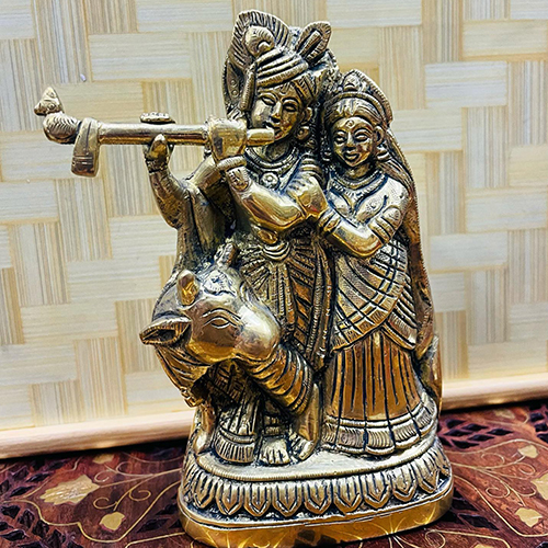 पीतल भगवान राधा कृष्ण की मूर्ति
