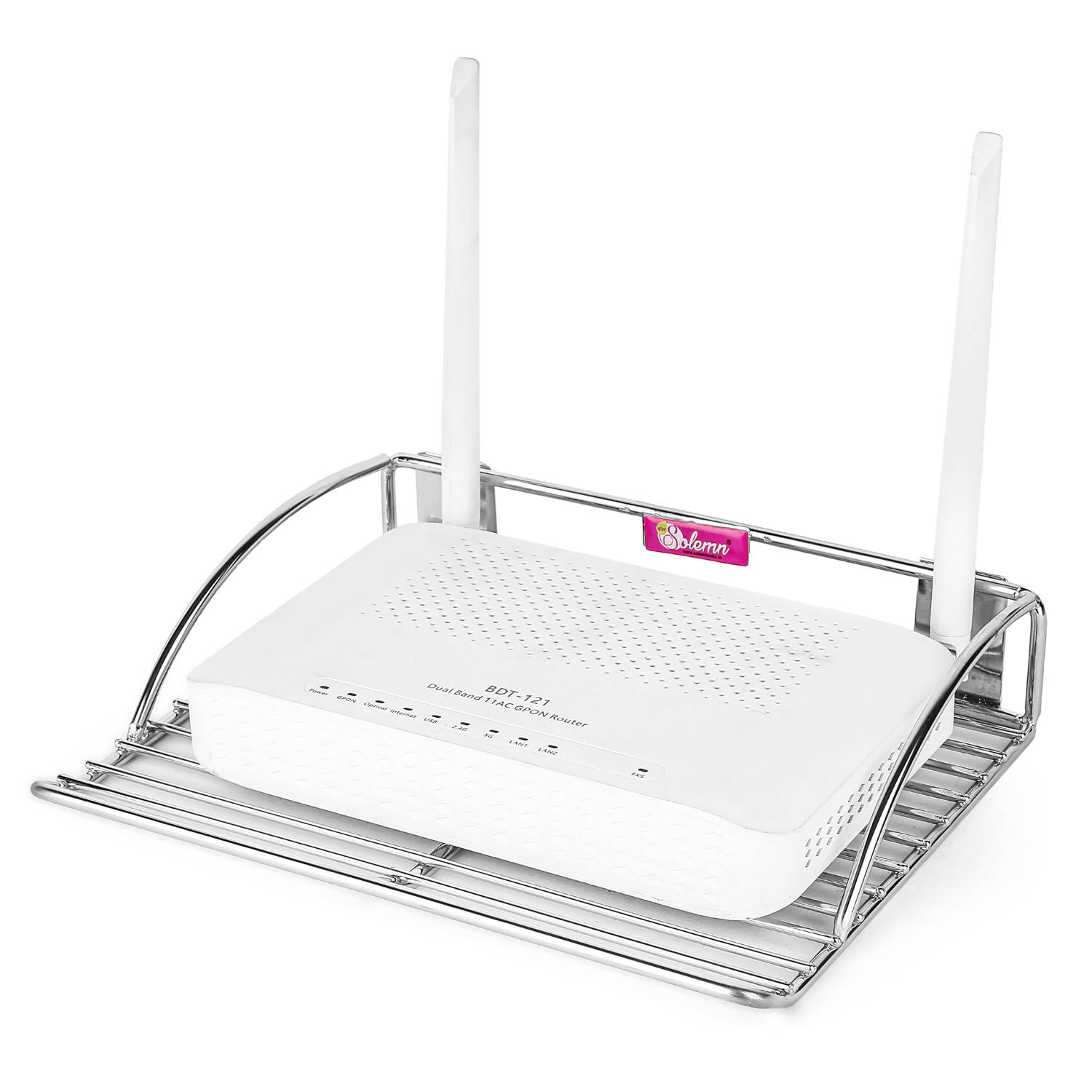 Stainless Steel Set Top Box Stand (Dth) - Dimensions 254x203.2x50.8mm, Silver Finish | Durable & Sturdy, Holds Set Top Boxes & Wi-fi Routers