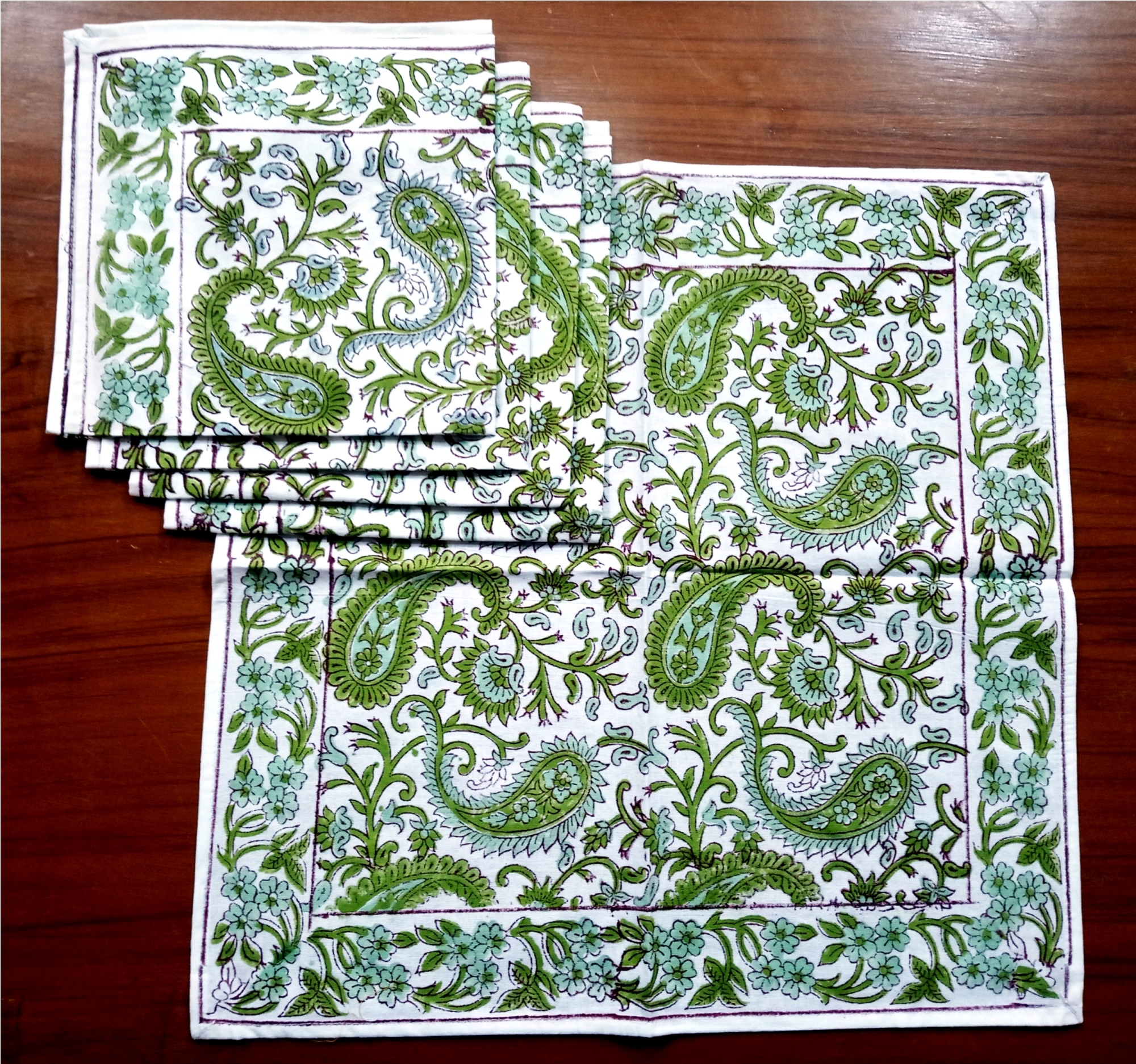 Hand Block Napkin Cotton Napkin - Waffle Material, 10 X 10 Inches | Ideal For Dinner Napkins, Hotel Use, Multicolored Design