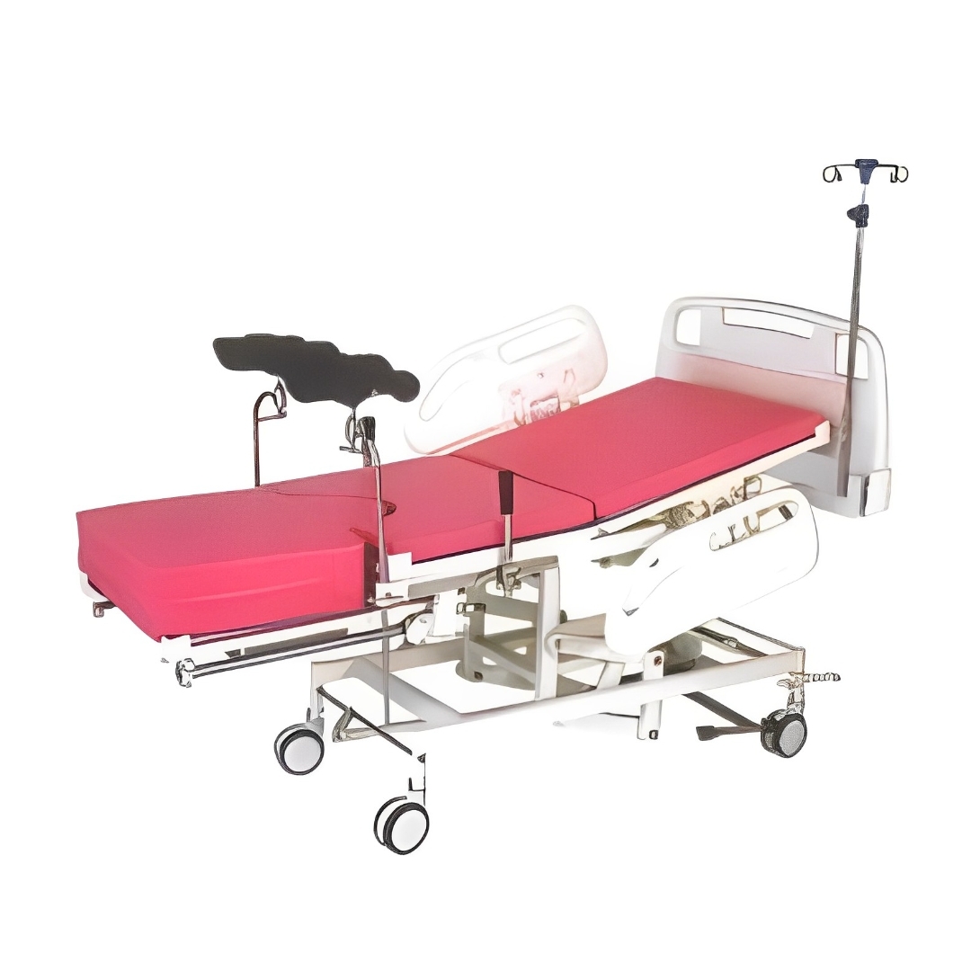 Delivery Beds - Ms Pipe Three Section Top, 1770 X 960 X 940 Mm | Height & Back Section Electric Actuator, Ss Telescopic Iv Rod, 125mm Dia Castors With Brakes