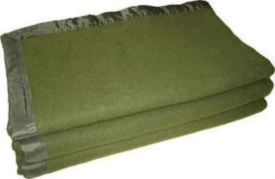 Military Woollen Blanket - 60x90 Inches, Olive Green Wool, 2kg Weight, Single Bed Use