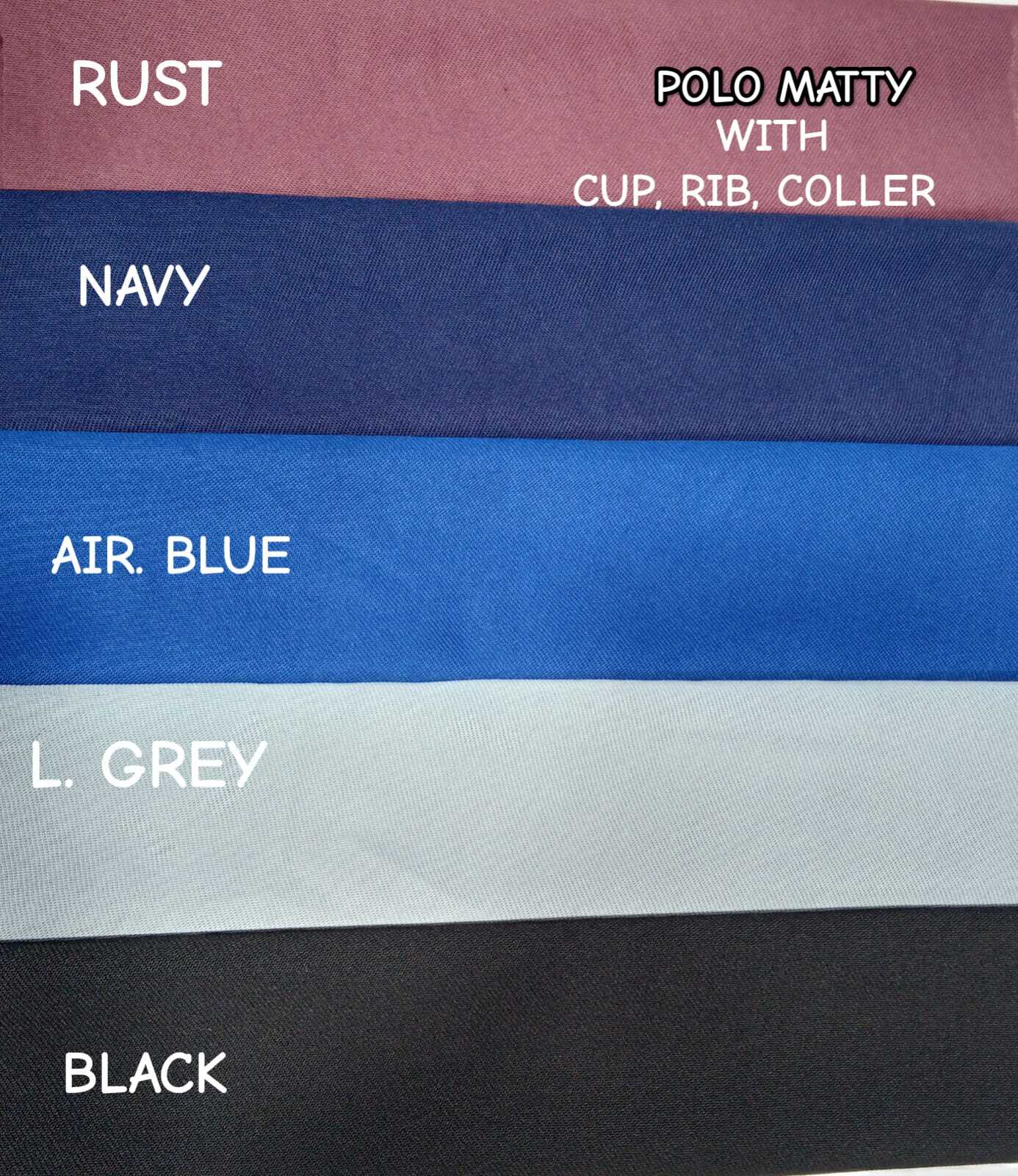 Polo Matty Fabric - Lycra Polyester 60 Inch Width Multicolor 220 Gsm - Washable Dyed Texture Ideal For T-shirts Trousers And Women's Garments