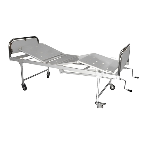 Fowler Bed Deluxe - CRCA Pipe Frame, 220L x 100W x 60-80H cm | Perforated Four Section Top, Crank Mechanism Adjustments, Epoxy Powder Coated Finish