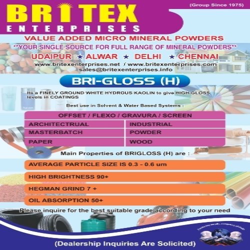 Bri Gloss (H) - Hydrous Kaolin Powder | Fine Particle Size, High Gloss Finish, Excellent Sheen, White Color, Suitable For Water And Solvent Based Systems