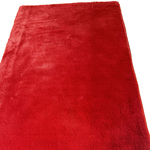 Bedside Runner Rabbit Fur - Rectangular Shape, Different Sizes Available, Red Color | Anti Slip, Plain Style