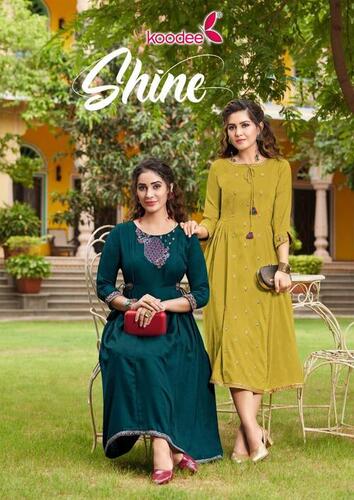Frock Style A-line Kurti With Khatli Work