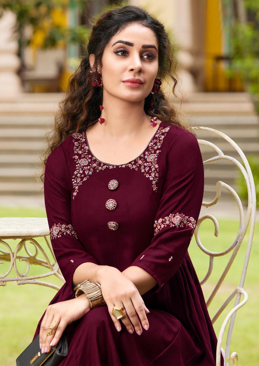 Frock Style A-line Kurti With Khatli Work