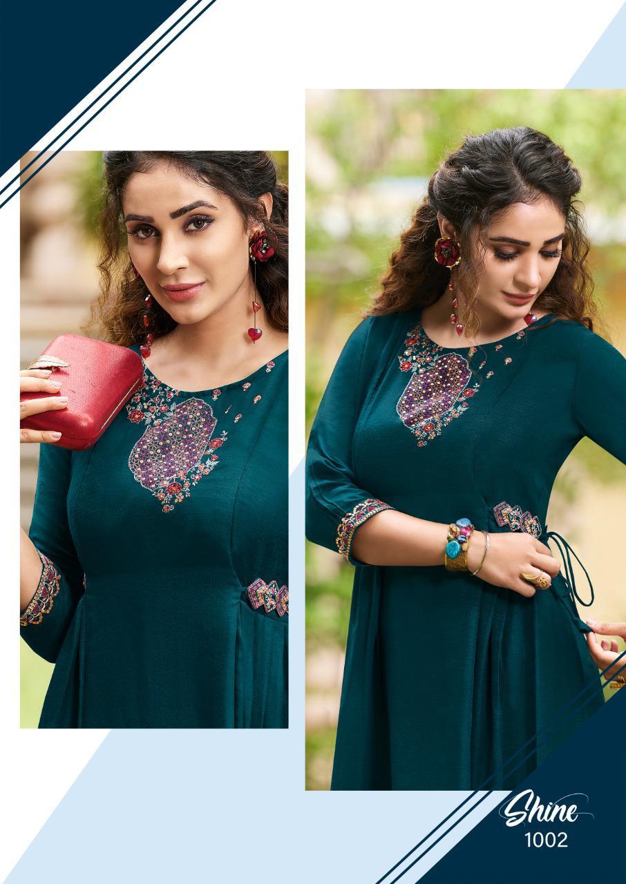 Frock Style A-line Kurti With Khatli Work