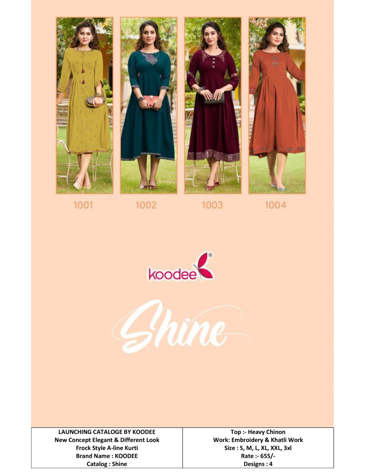 Frock Style A-line Kurti With Khatli Work