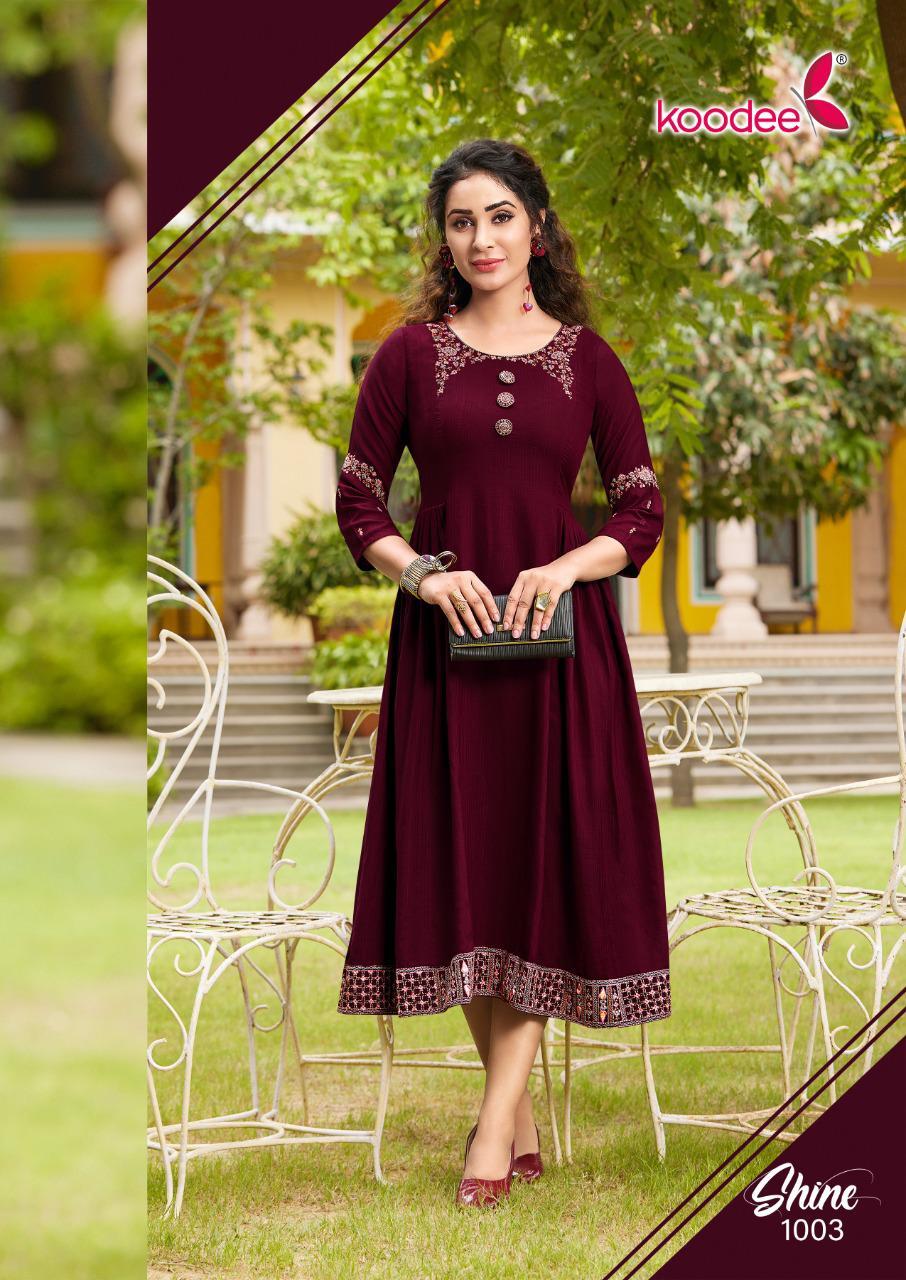 Frock Style A-line Kurti With Khatli Work