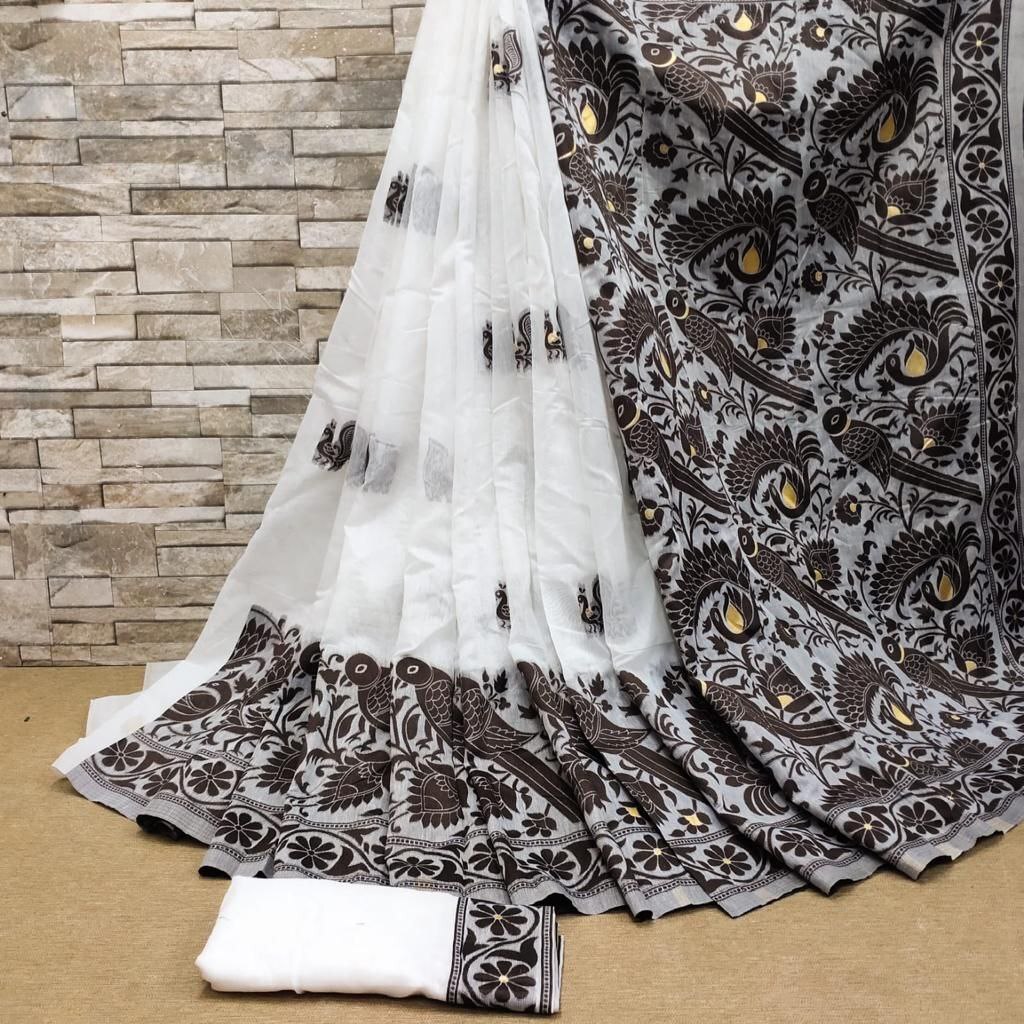 Brown Linen Silk Saree