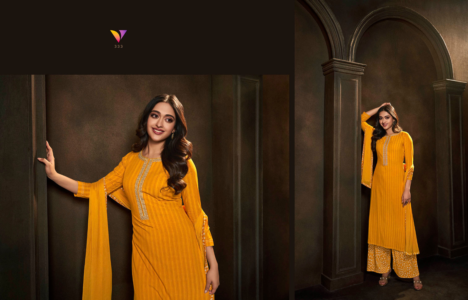 Embroidered Kurti Palazzo Suit - Color: As Shown In The Catalog