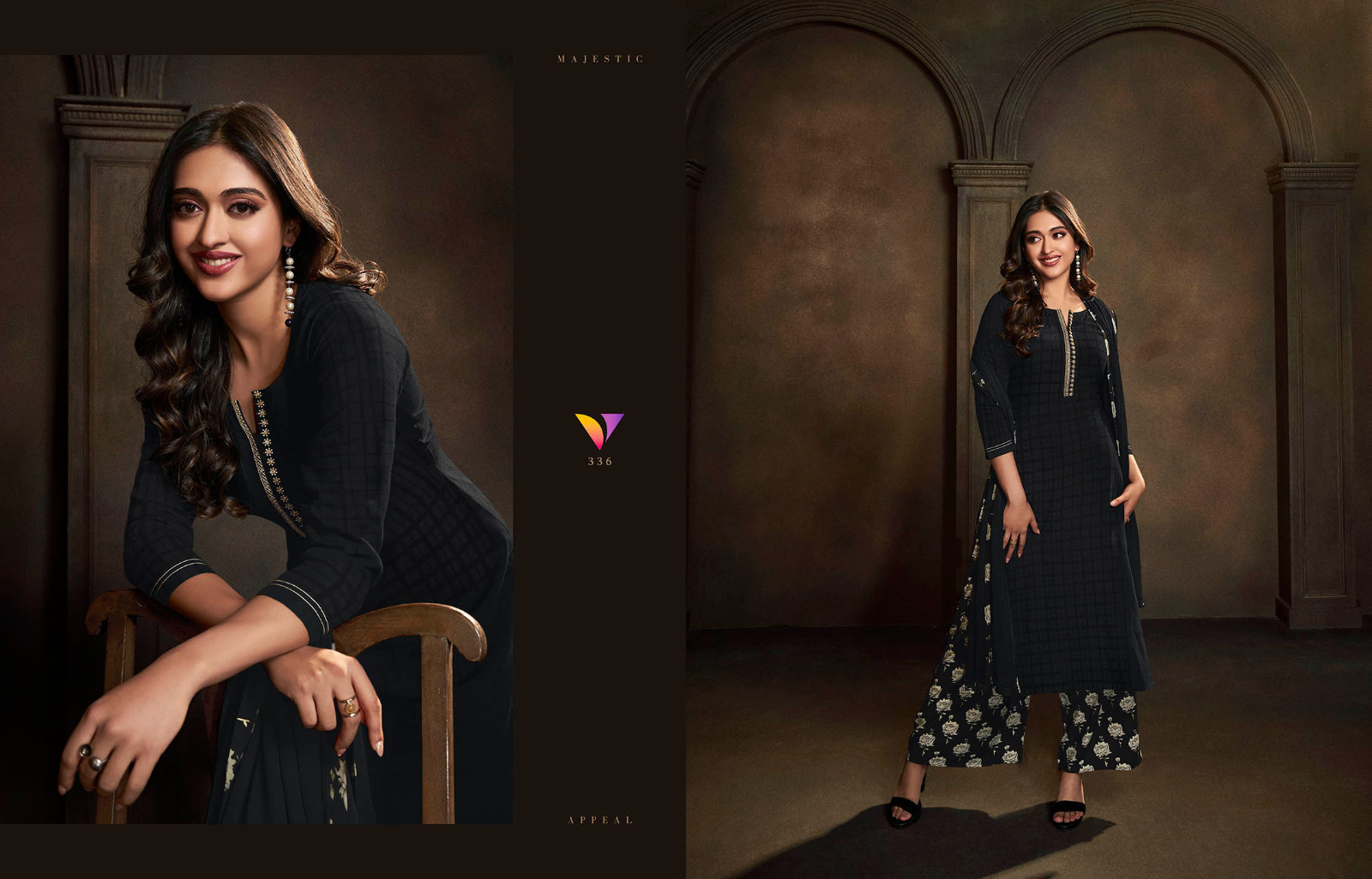Embroidered Kurti Palazzo Suit - Color: As Shown In The Catalog