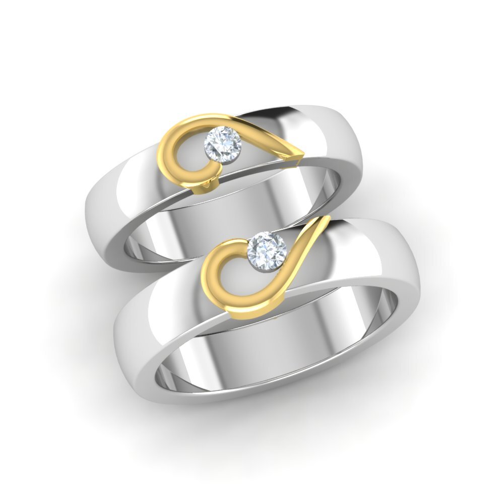 2 Toned Diamond Couple Ring - Diamond Carat Weight: 0.20 Carat