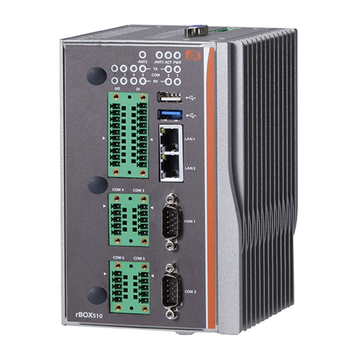 Rbox510-6com रोबस्ट डिन-रेल फैनलेस एंबेडेड सिस्टम मेमोरी: 16 गीगाबाइट (Gb)