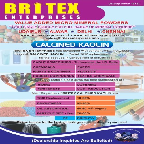 Calcined Kaolin Powder - Alsio3 Composition, Fine White Powder | Ideal For Paints, Rubber, Plastics, And Paper Applications