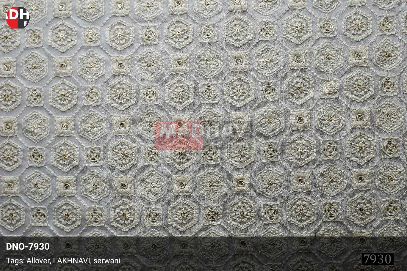 Lucknowi Embroidered Fabric With Sequins For Sherwani