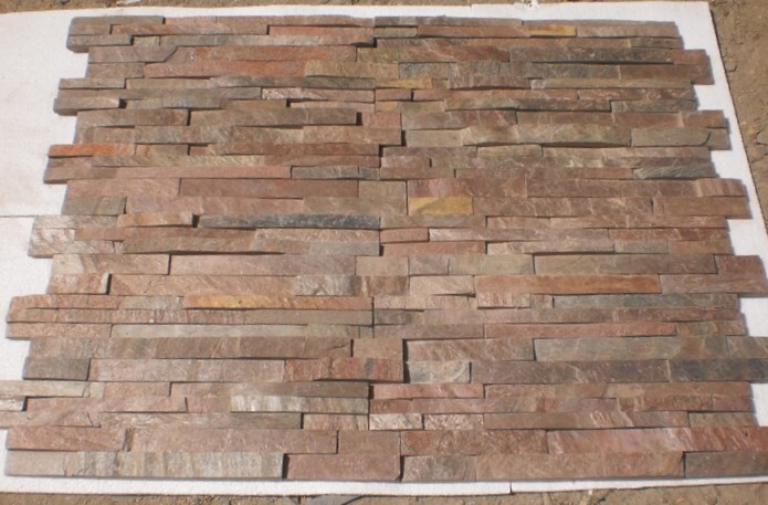 Copper Quartzite Slate Ledger Stone Panels - Size: 15 X 60 Cm
