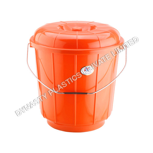 7 Ltr Steel Handle Bathroom Bucket With Lid - Color: Orange