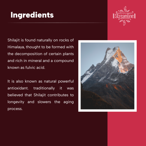 Streamline Shilajit Capsules Age Group: For Adults