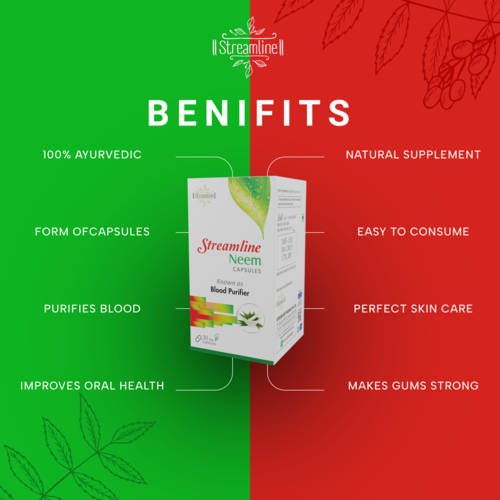 Streamline Neem Capsule - 500mg Capsule, Skin Support & Blood Sugar Regulation