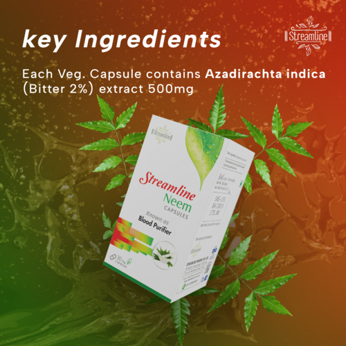 Streamline Neem Capsule - 500mg Capsule, Skin Support & Blood Sugar Regulation