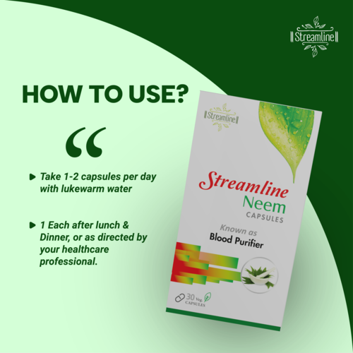 Streamline Neem Capsule - 500mg Capsule, Skin Support & Blood Sugar Regulation