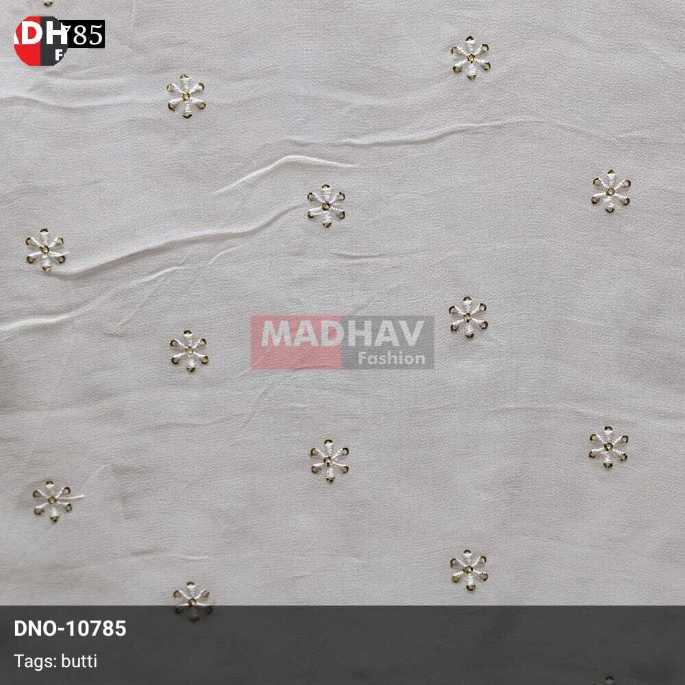 Ethnic Zari Georgette Butti Fabric - Blend Fabrics , Dyeable Color With Intricate Machined Embroidered Design For Suits, Lehangas, And Sarees