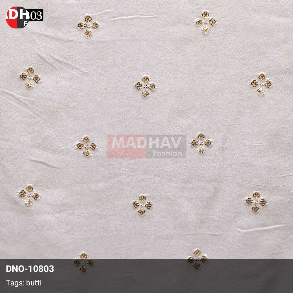 Georgette Fabric - Blend Fabric, Machined Embroidered, Dyeable Colors | Lightweight, Soft Drape, Luxurious Zari Work For Ethnic Wear