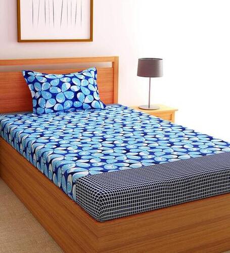 Imported Second Hand Used Bed Sheet/Bed Spread - Cotton, Single Size, Blue | Pre-Owned, Soft, Durable, Comfortable, Wholesale Quantity, On-Time Delivery