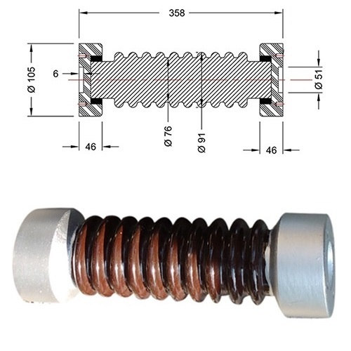Drive Insulator For Esp - Porcelain, 10-20mm Thickness, Brown Color | Round Shape, Polished Surface, Voltage Range 110-440v, Includes Binding Posts