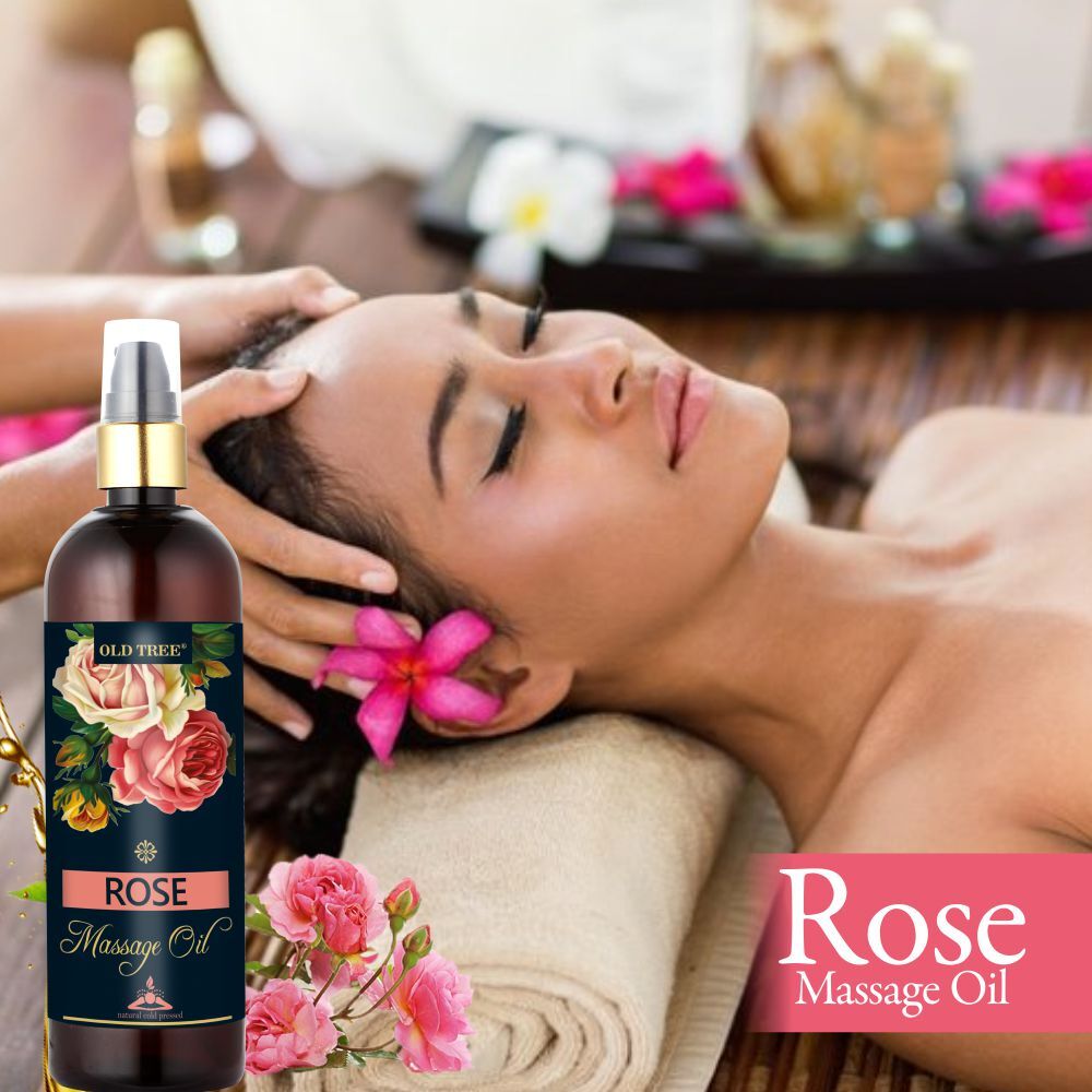 Old Tree Rose Body Massage Oil - Liquid, 250ml | Enriched With Rose Oil, Improves Blood Circulation, Transparent, Suitable For Adults